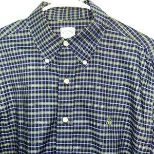 New Brooks Brothers Golden Fleece Blue Green plaid supima original polo shirt-M